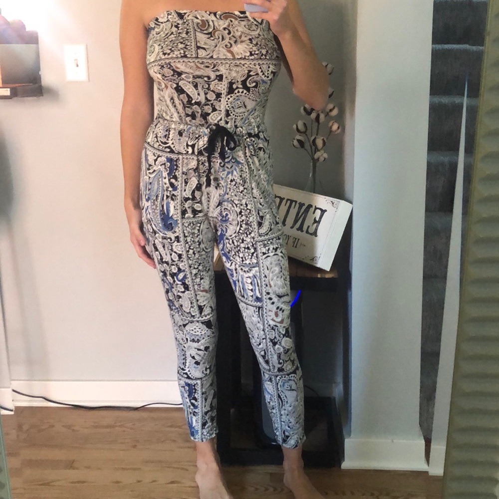 Black and Blue Paisley Jumper with Tie Waist Small